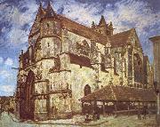 Jean-Antoine Watteau The church at Moret,Evening painting